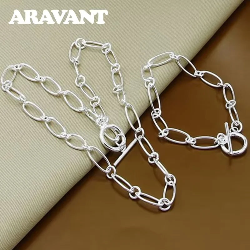 925 Silver Jewelry Set Necklace Bracelet Set For Women Party Jewelry Gift K's Collection Store