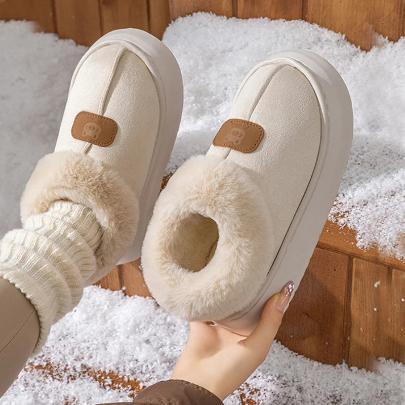 Winter Women's Indoor Slippers Warm Thick Sole Soft Sole Comfortable Outdoor Non Slip Snow Boots Fashion Bedroom Home Shoes K's Collection Store
