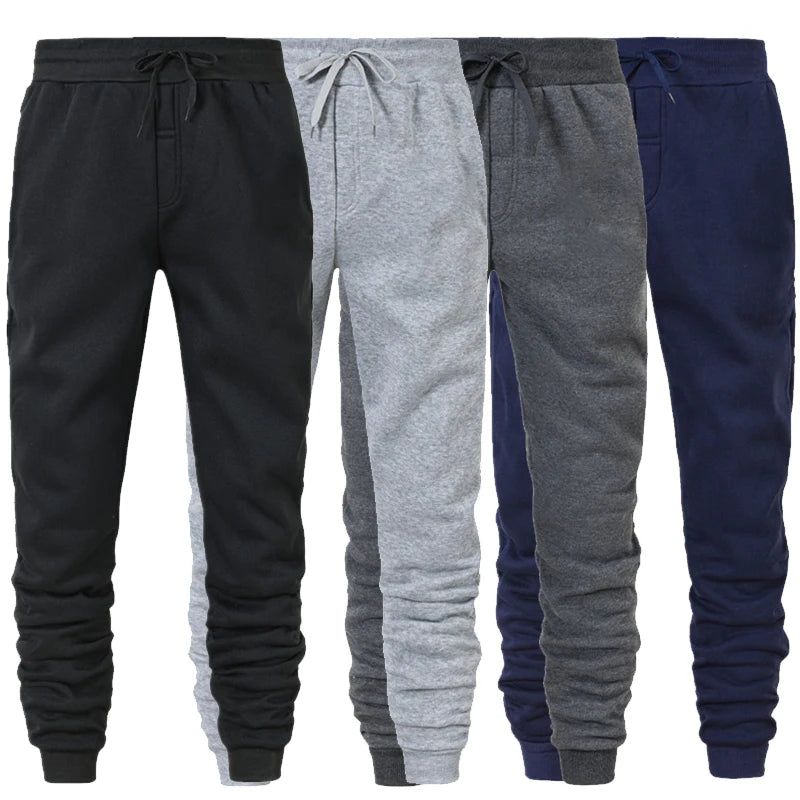 Men's slim fit jogger sweatpants with drawstring, assorted dark colors (set of 4)