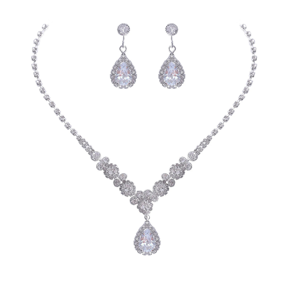 Women's Necklace Earrings Set Zircon Dangle Earrings Set Exquisite Wedding Party Jewelry Set for Anniversary Mother's Day Gift K's Collection Store