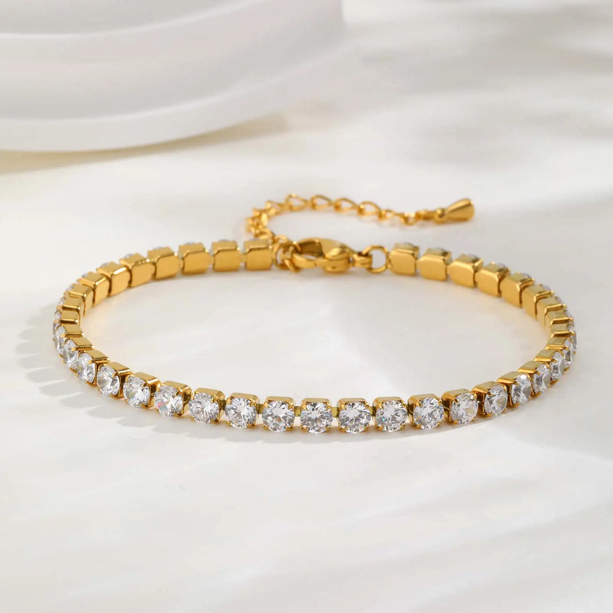 Classic Charm Tennis Bracelet for Women, AAA Zircon Stainless Steel Chain Bracelet, Wedding Birthday Party Jewelry Waterproof K's Collection Store