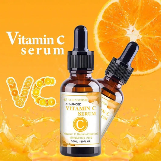 Amber glass Vitamin C serum bottle with black dropper, 50ml