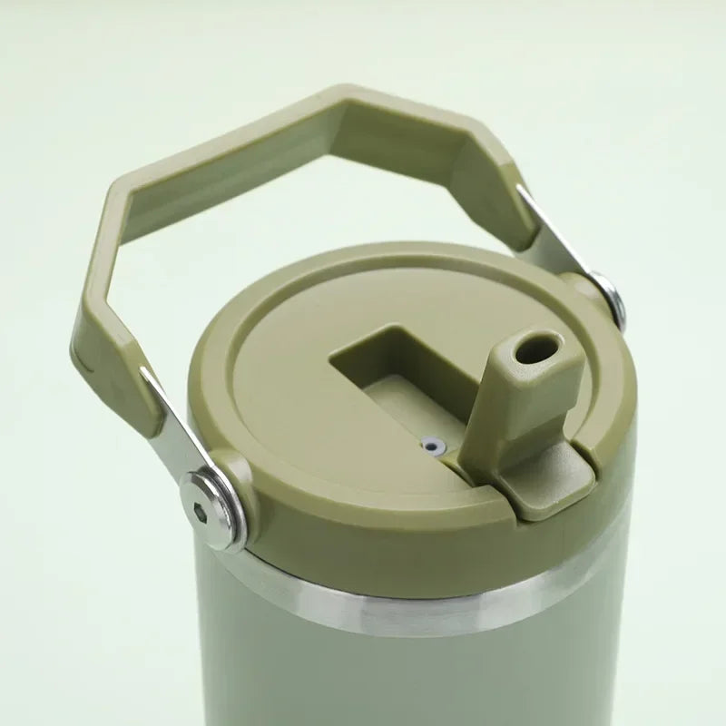 1pc Vacuum Tumbler with Lid Stainless Steel Portable Water Bottle with Dazzling Handle Insulated Tumbler Tote Handle 20/30OZ K's Collection Store
