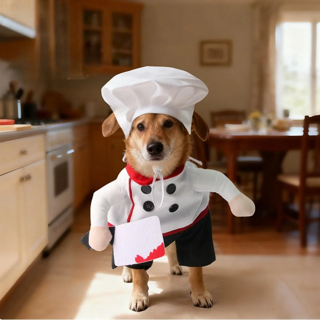 Funny Pet Chef Costume, Cute Dog Cat Baker Outfit for  Party, Birthday Photoshoot Cosplay Puppy Kitten Apparel K's Collection Store