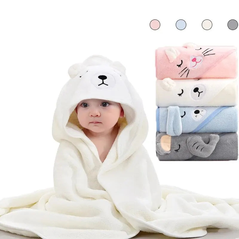 Toddler Bathrobe Infant Bath Towel Boy Girl Blankets Swaddle With Hood Cartoon Coral Fleece Towel Blanket Newborn Kids Bedding K's Collection Store