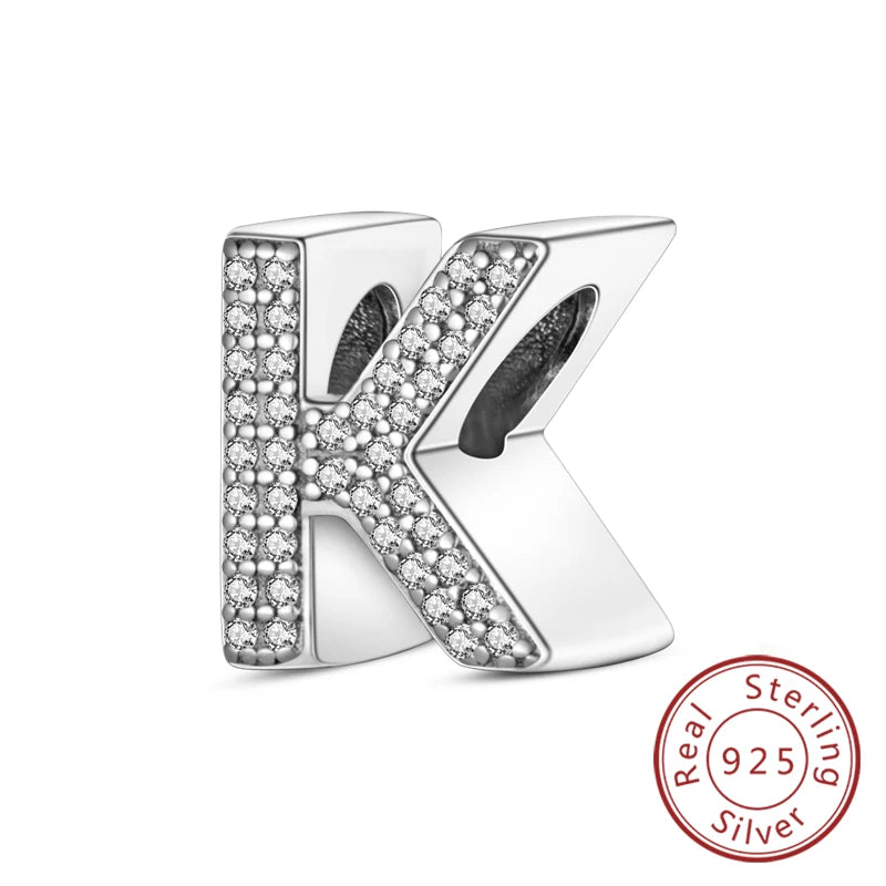 Charms Fit Original Bracelet A-Z Alphabet Charms Beads 925 Sterling Silver 26 Letters Charm for Women Girl DIY Fine Jewelry Gift K's Collection Store