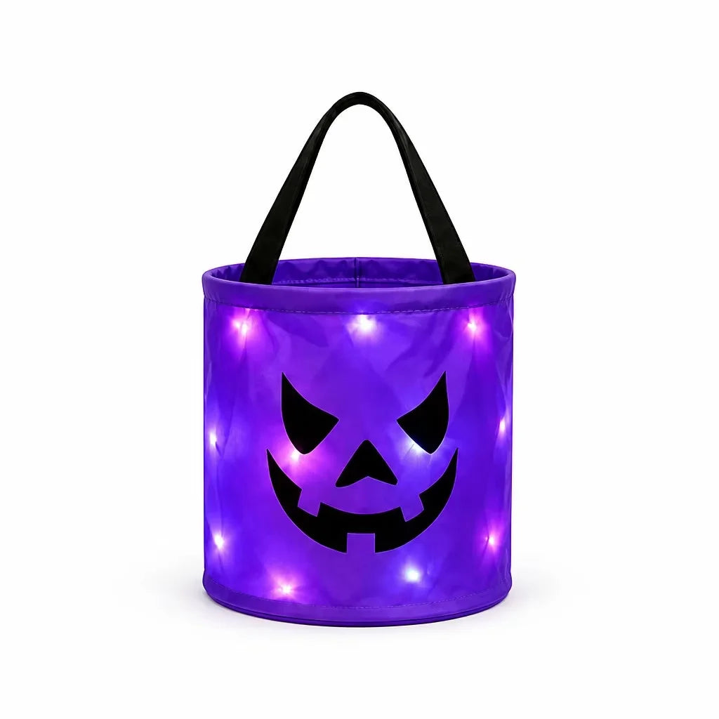 LED Light Up Lights Halloween Pumpkin Candy Bags Gift Suitable For Trick Or Treating Parties Buckets Holiday Event Decorations K's Collection Store