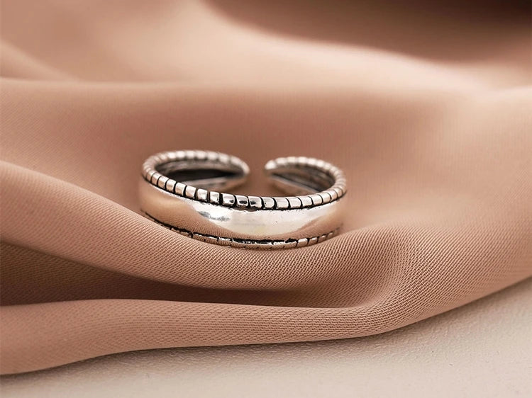 New Fashion Personality Middle Glossy Retro Female 925 Sterling Silver Jewelry Simple On Both Sides Twist Rings R146 K's Collection Store