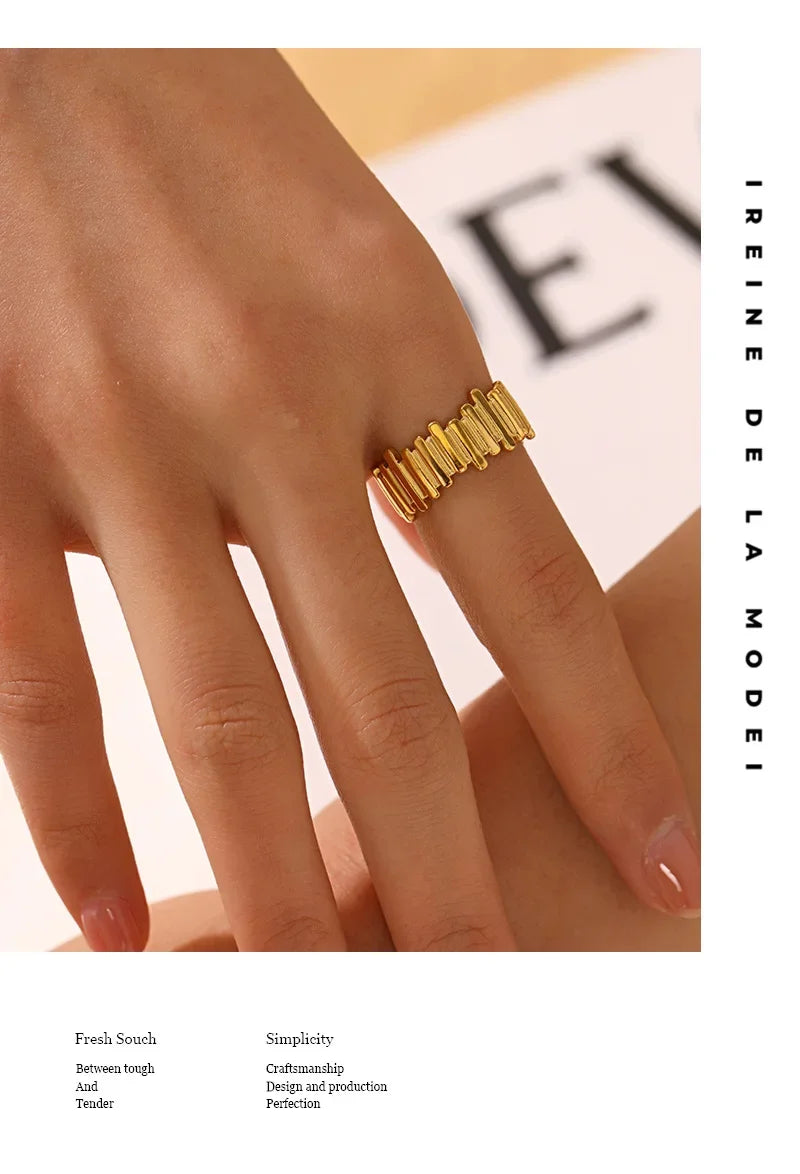 New Trendy Stainless Steel Geometric Rings for Women Gold Color Minimalist Adjustable Finger Rings Wedding Party Jewelry Gifts K's Collection Store