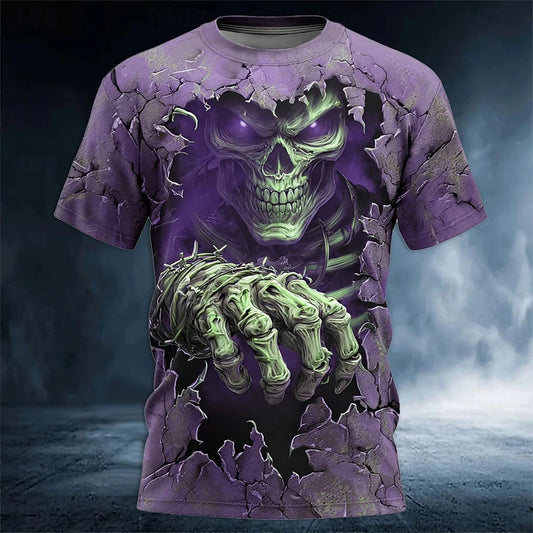 Men's Halloween horror 3D T-shirt 3D printed pattern summer O-neck short sleeved loose street casual clothing K's Collection Store