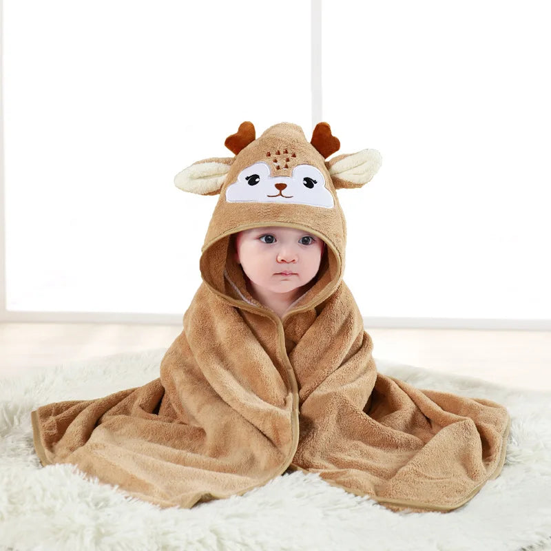 Toddler Bathrobe Infant Bath Towel Boy Girl Blankets Swaddle With Hood Cartoon Coral Fleece Towel Blanket Newborn Kids Bedding K's Collection Store