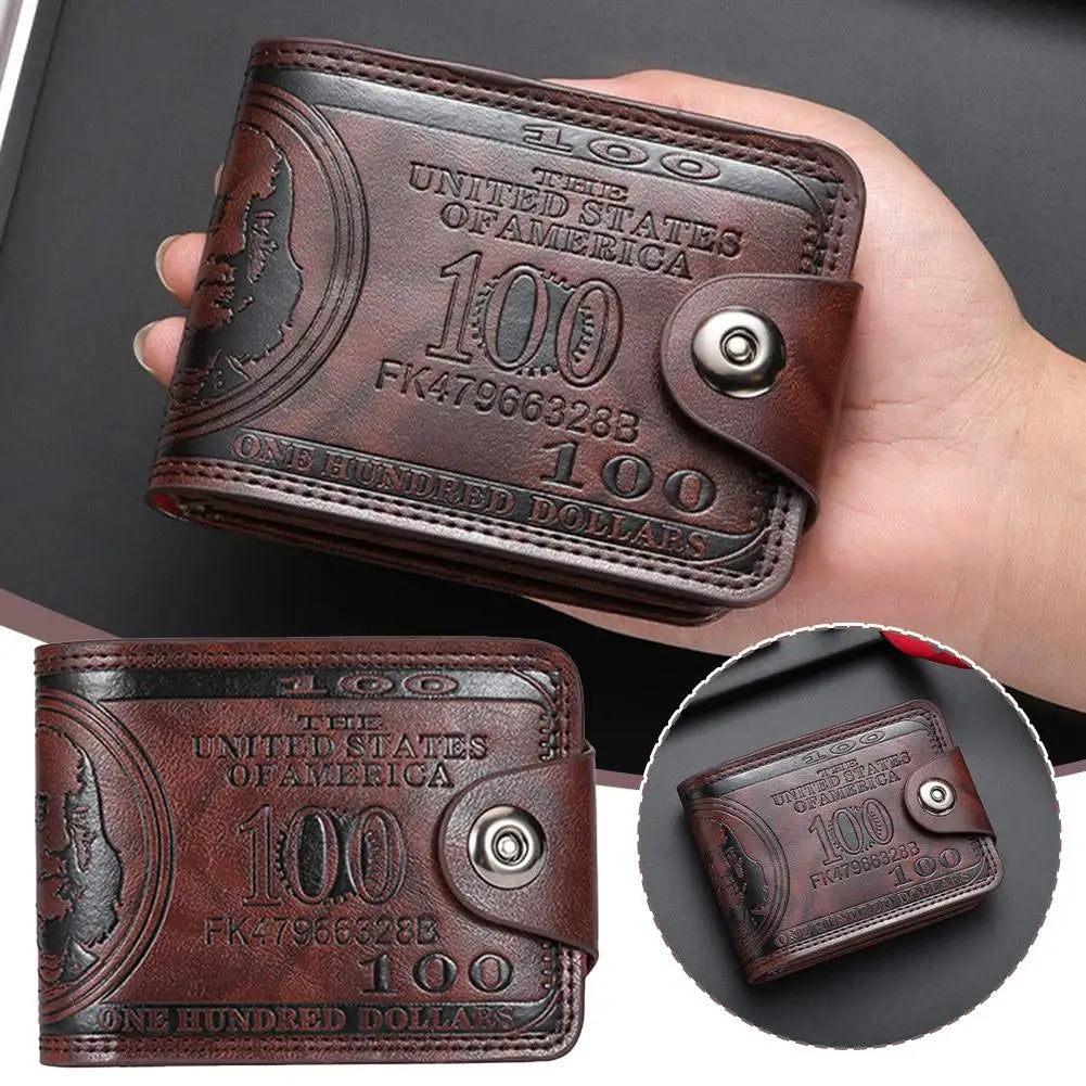 Men's Wallets with 100 US Dollar Pattern Hasp Male Leather Wallet with Zipper Card Holder Coin Pocket Purse Cartera Hombre K's Collection Store