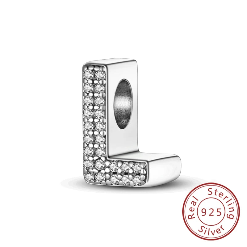 Charms Fit Original Bracelet A-Z Alphabet Charms Beads 925 Sterling Silver 26 Letters Charm for Women Girl DIY Fine Jewelry Gift K's Collection Store