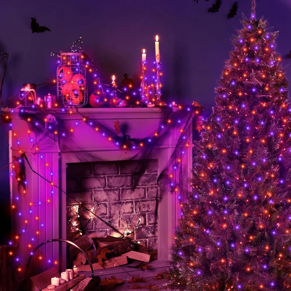 5M-20M LED Purple Orange String Light Outdoor Battery Powered Halloween Fairy Lights For Christmas Party Garden Halloween Decor K's Collection Store