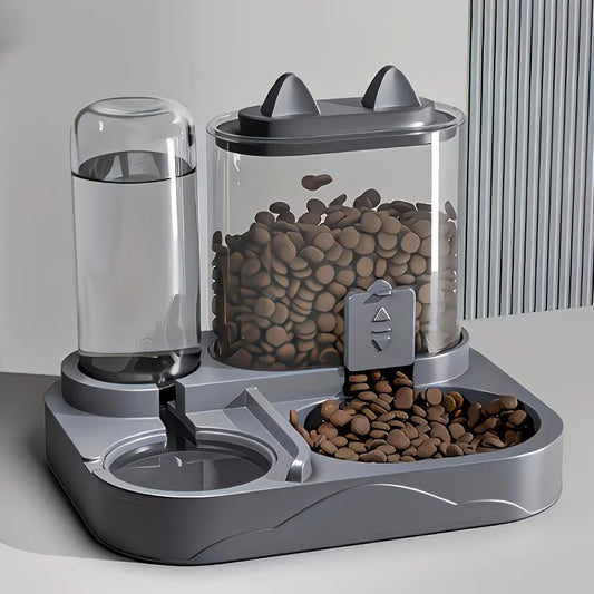 2-in-1 Large Pet Feeder & Water Dispenser, Dry Wet Separation, Durable Plastic, Transparent, No Battery, For Cats Dogs Travel K's Collection Store