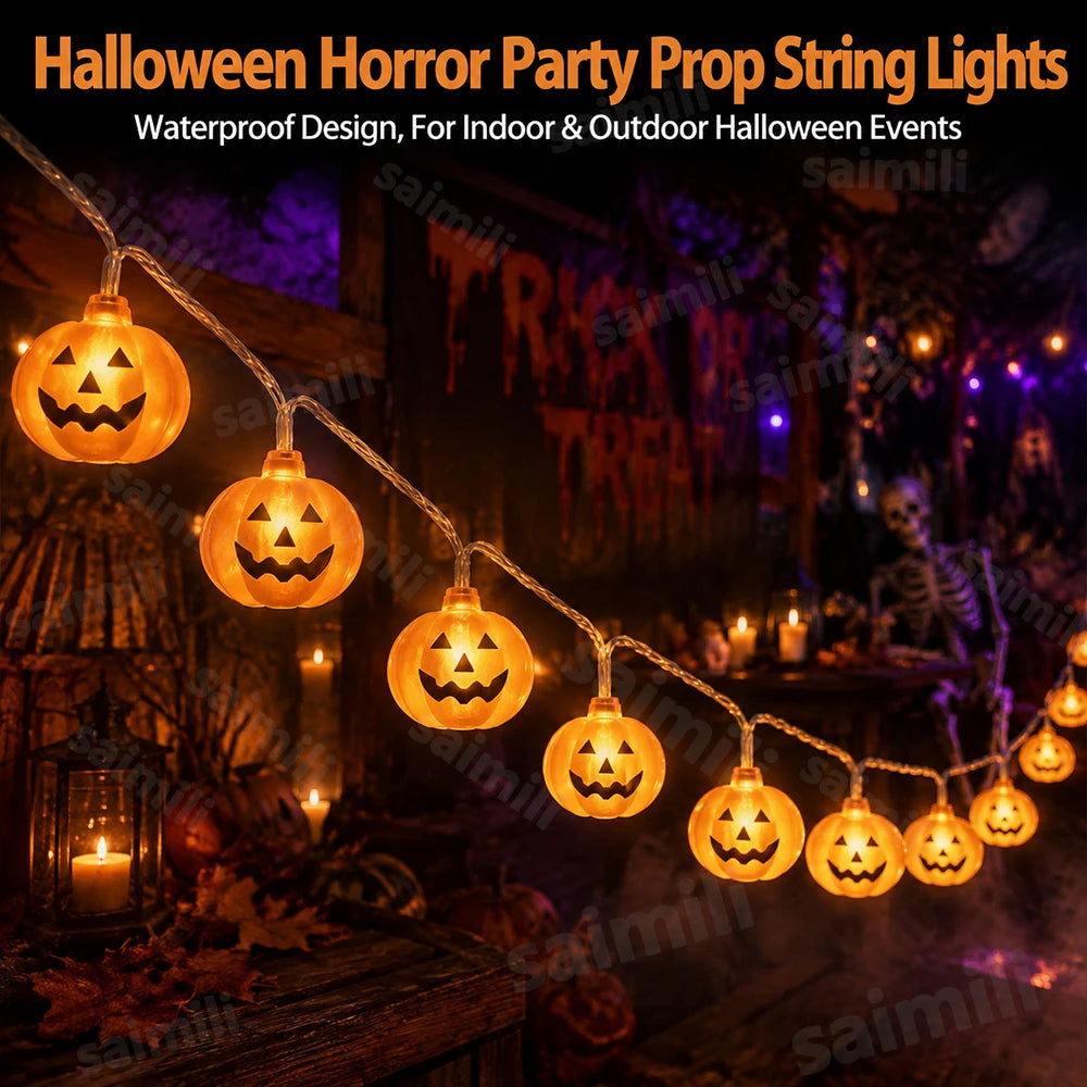 Halloween Pumpkin LED String Lights | Jack-O-Lantern Spooky Decor K's Collection Store