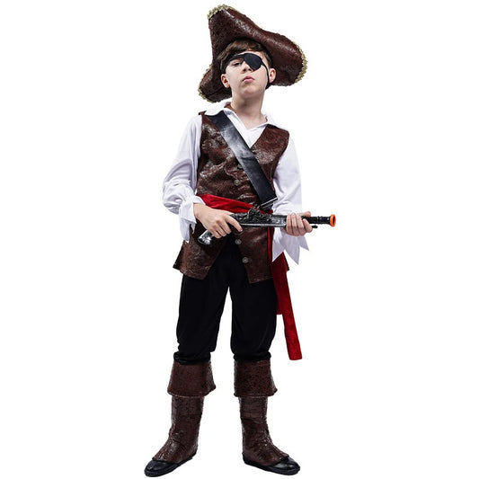 Halloween Costume Boys Pirate Cosplay Pirate Captain Jack Sparrow Kids Children Purim Christmas Party Luxury Buccaneer Outfits R K's Collection Store