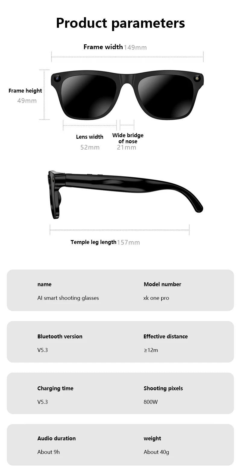 Lenovo Smart AI Glasses – 8K HD Camera, Bluetooth, Voice Call & AI Translation K's Collection Store