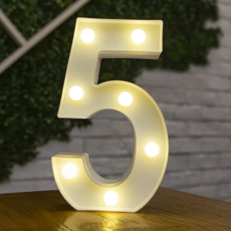 Luxury Alphabet Letter LED Lights Luminous Number Lamp  Battery Night Light for Home Wedding Birthday Christmas Party Decoration K's Collection Store
