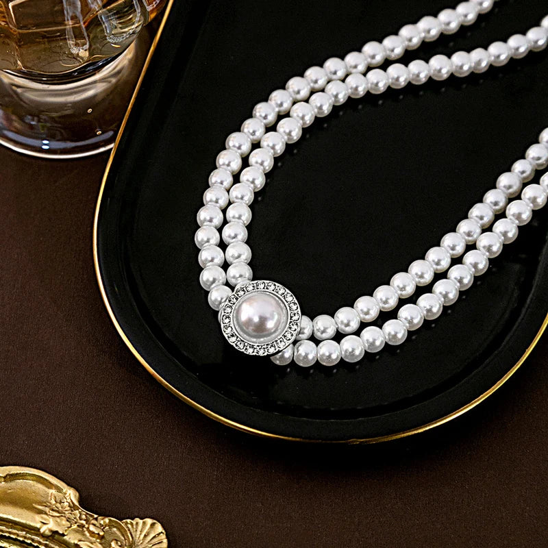 Elegant Big White Imitation Pearl Necklace Earring Ring Jewelry Set Crystal Jewelry Fashion Wedding Bridal Accessory Set Gifts K's Collection Store
