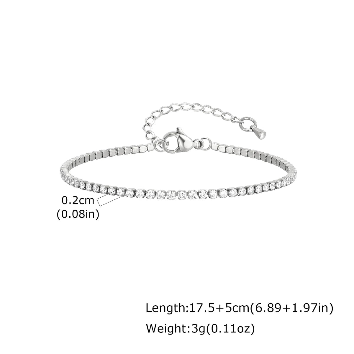 Classic Charm Tennis Bracelet for Women, AAA Zircon Stainless Steel Chain Bracelet, Wedding Birthday Party Jewelry Waterproof K's Collection Store