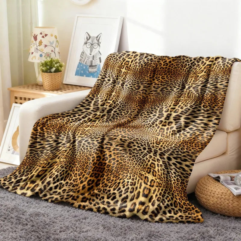All-Season Fleece Throw Blanket | Leopard Print Flannel | Festival Gift K's Collection Store