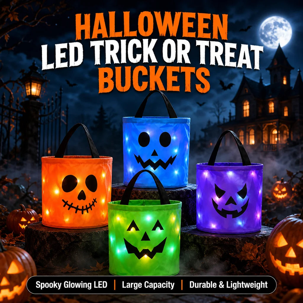 LED Light Up Lights Halloween Pumpkin Candy Bags Gift Suitable For Trick Or Treating Parties Buckets Holiday Event Decorations K's Collection Store