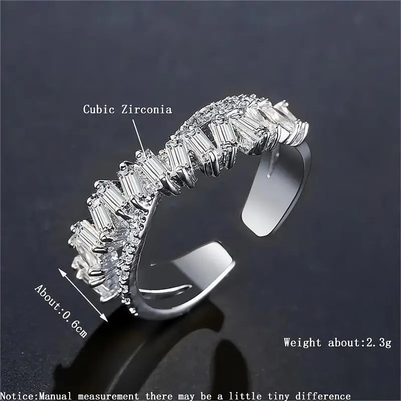 Adjustable Geometric Cubic Zirconia Ring K's Collection Store