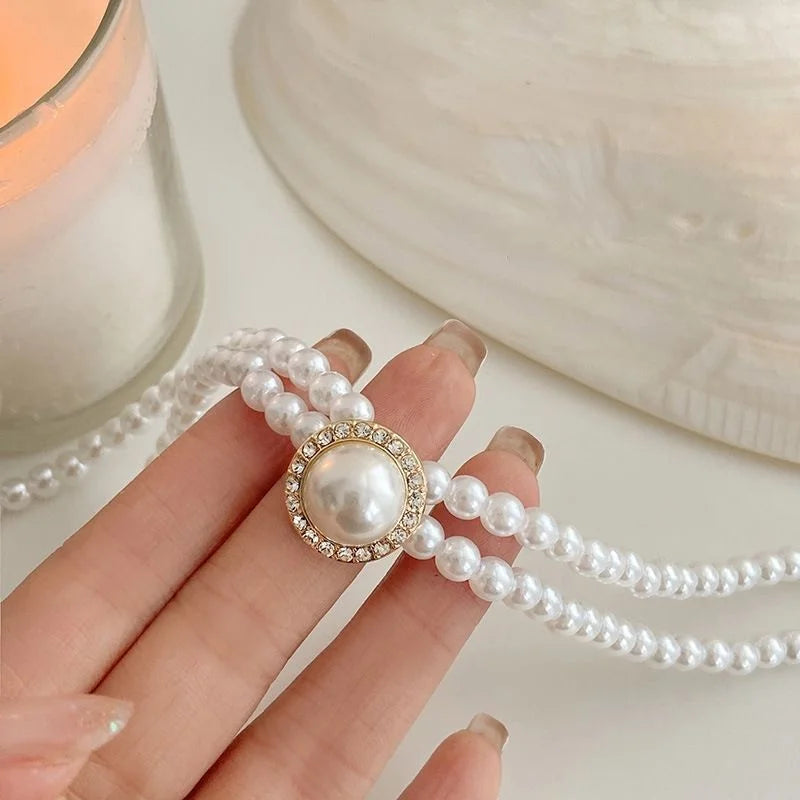 Elegant Big White Imitation Pearl Necklace Earring Ring Jewelry Set Crystal Jewelry Fashion Wedding Bridal Accessory Set Gifts K's Collection Store