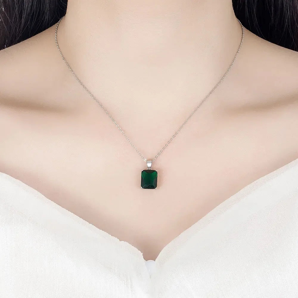 925 Sterling Silver  Elegant Jewelry Sets Ring Earrings Necklace For Women Rectangle Geometry Zircon Wedding Accessories K's Collection Store