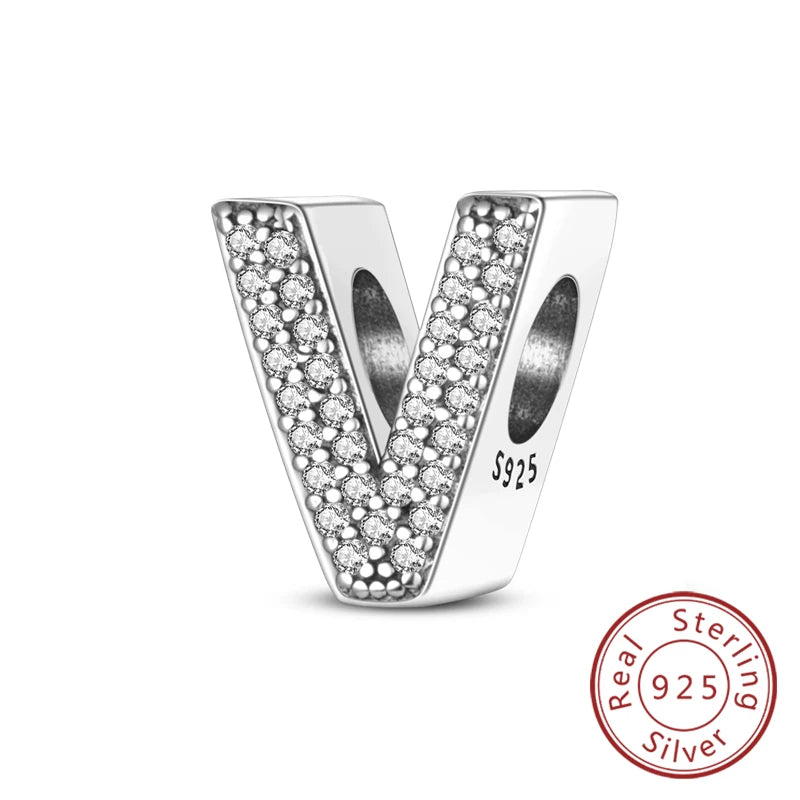 Charms Fit Original Bracelet A-Z Alphabet Charms Beads 925 Sterling Silver 26 Letters Charm for Women Girl DIY Fine Jewelry Gift K's Collection Store