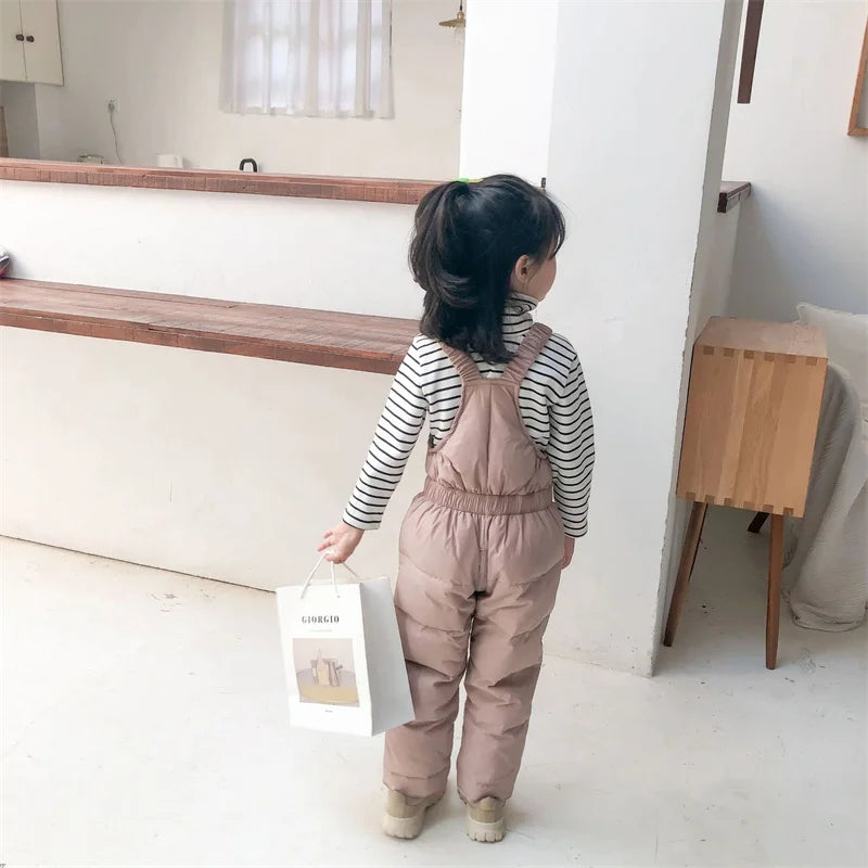 Children Winter Warm Overalls Girls & Boys Winter Thick Pants Cotton Filling Kids Overalls Toddler Baby Ski jumpsuit 1-5 years K's Collection Store