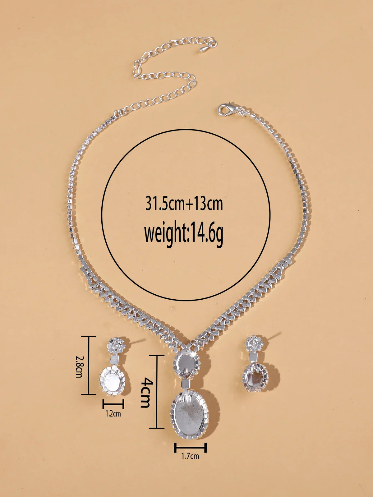 Jewelry Wholesale Fashion New Necklace Earrings Bracelet Set Shiny Bride Jewelry Set Collarbone Necklace K's Collection Store