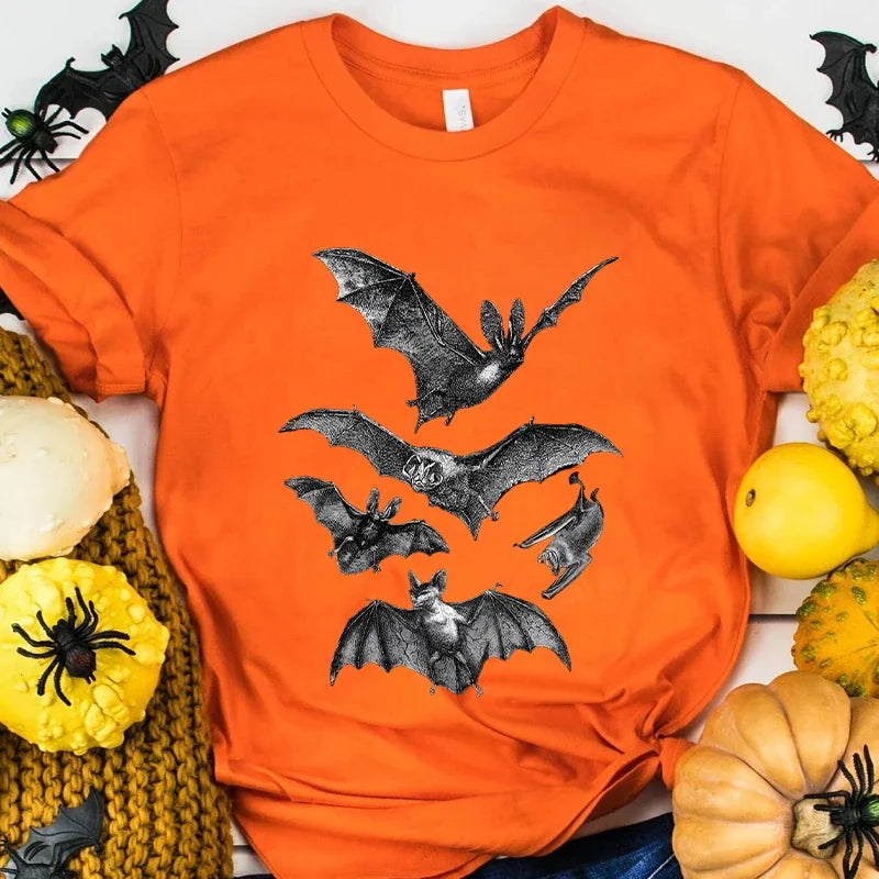 Gothic T Shirts for Men Witchy Clothing Goth Dark Grunge T-shirt Aesthetic Halloween Vampire Bat Vintage Clothes Short Sleeve K's Collection Store