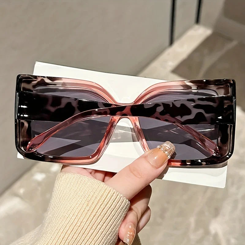 2025 Oversized Square Fashion Sunglasses with Gradient Lenses - Chic Tortoiseshell & Leopard Print Frames Anti-Glare PC Material K's Collection Store
