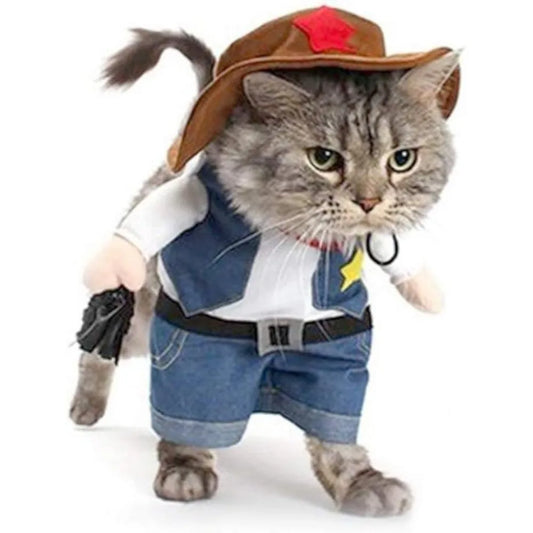 Pet Transformation Dog Costume Funny Stand Up Costume Pirate Cowboy Pet Dog Costume Cowboy with Hat Cat Small Dog Halloween K's Collection Store