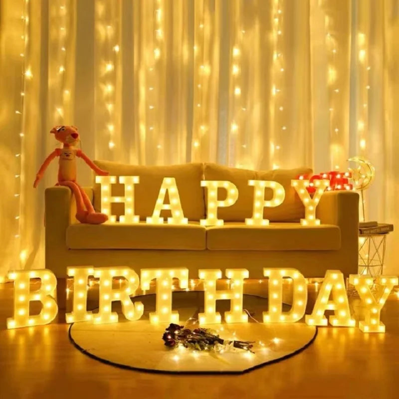 Luxury Alphabet Letter LED Lights Luminous Number Lamp  Battery Night Light for Home Wedding Birthday Christmas Party Decoration K's Collection Store