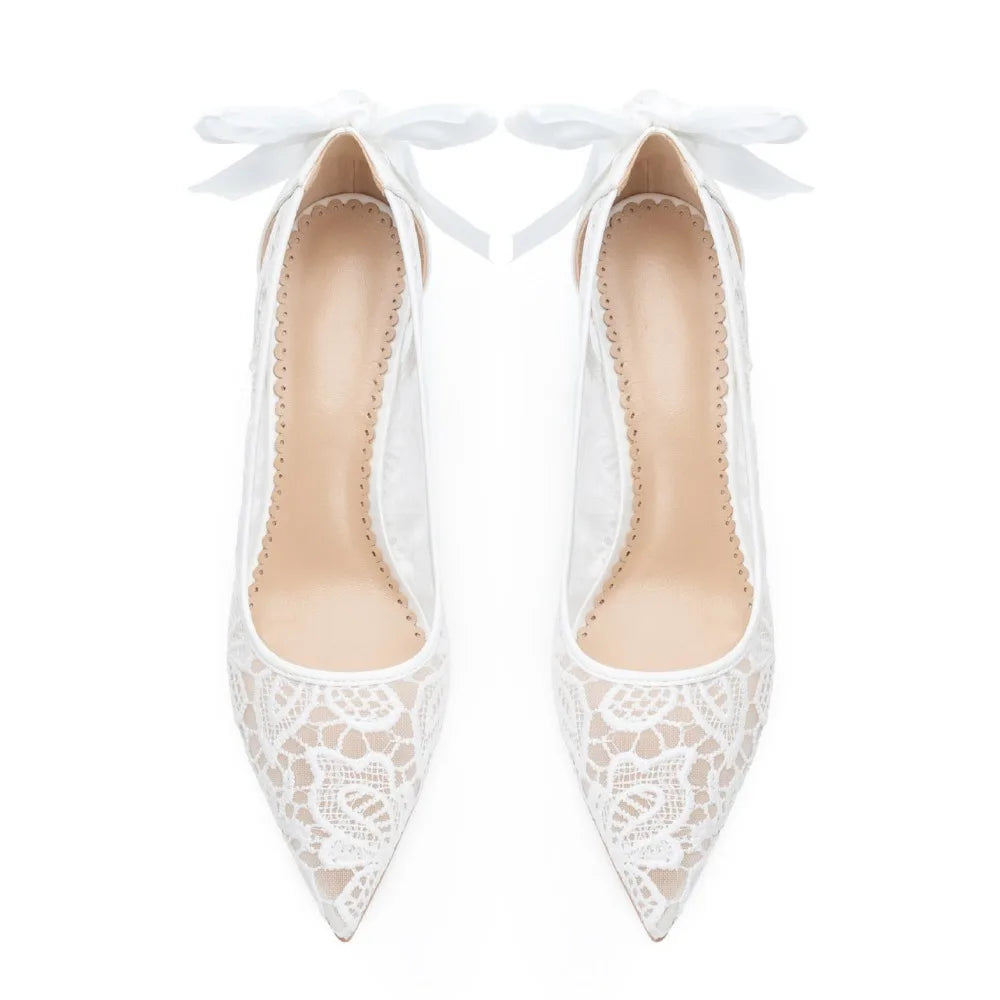 Women's Pumps and Heels Elegant Woman Heeled Shoes Lace Wedding Shoes Woman Heeled Sandals K's Collection Store