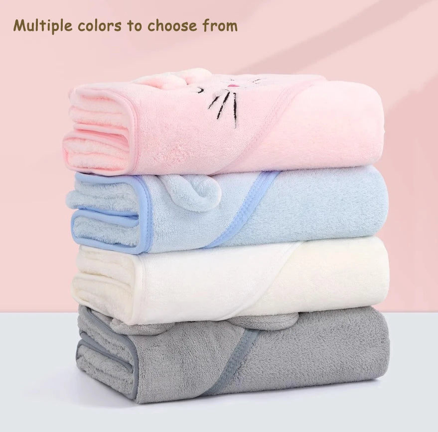 Toddler Bathrobe Infant Bath Towel Boy Girl Blankets Swaddle With Hood Cartoon Coral Fleece Towel Blanket Newborn Kids Bedding K's Collection Store