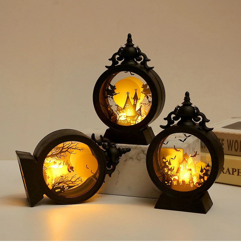 Halloween LED Wind Night Light Portable Pumpkin Ghost Lantern Bar Desktop Ornament Halloween Decor Props Party Supplies DeskLamp K's Collection Store