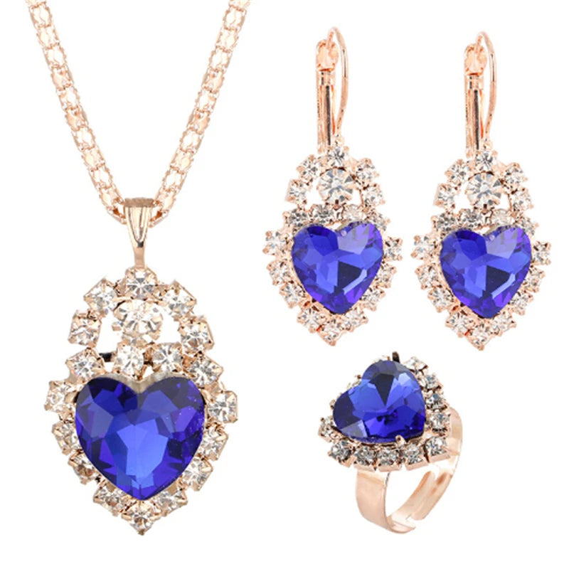 Jewelry Sets Women Wedding Jewelry Set for Brides Gold-Color Zirconia Earring Pendant Necklace Ring Sets K's Collection Store