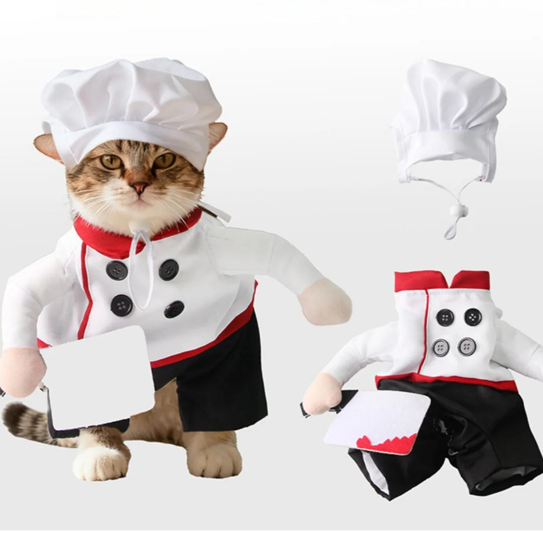 Funny Pet Chef Costume, Cute Dog Cat Baker Outfit for  Party, Birthday Photoshoot Cosplay Puppy Kitten Apparel K's Collection Store