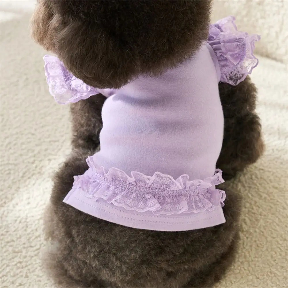Pet Supplies Lace Pet Summer Vest Soft Flying Sleeve Cat Base Skirt Breathable Dog Clothes Puppy K's Collection Store