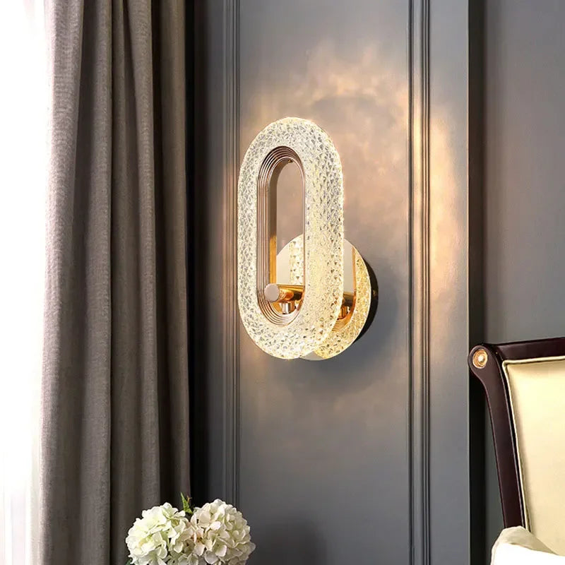 Luxury Bedroom Decoration Wall Lamp Acrylic Lampshade Rose Gold Metal Body Sconce Light LED Home Corridor Warm Atmosphere Lustre K's Collection Store