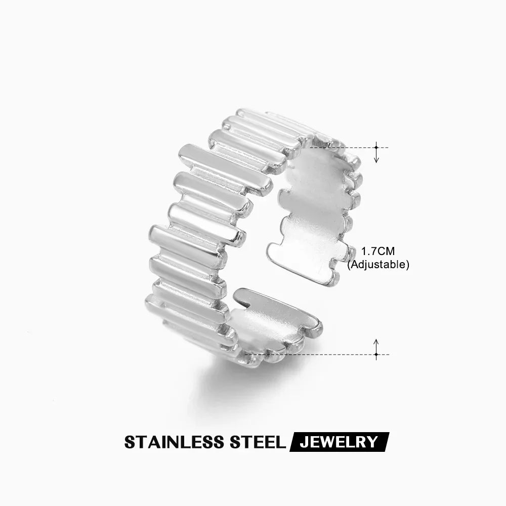 New Trendy Stainless Steel Geometric Rings for Women Gold Color Minimalist Adjustable Finger Rings Wedding Party Jewelry Gifts K's Collection Store
