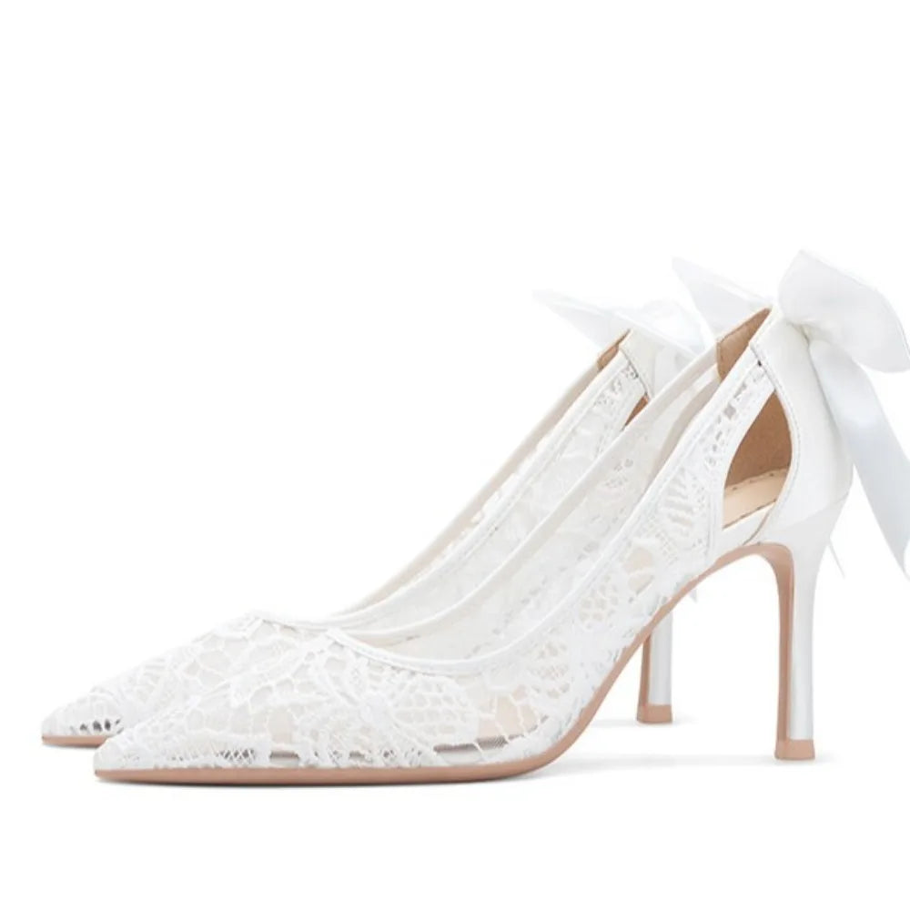 Women's Pumps and Heels Elegant Woman Heeled Shoes Lace Wedding Shoes Woman Heeled Sandals K's Collection Store