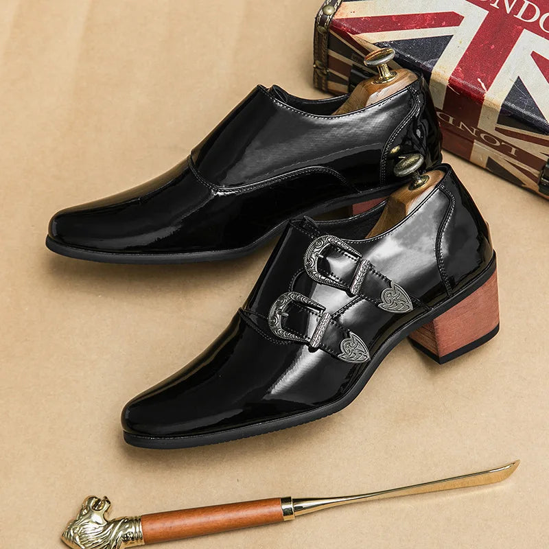 Luxury Classic High Heels Men Leather Shoes Height Increasing Casual Wedding Party Dancing Shoes Men Spring/Autumn K's Collection Store