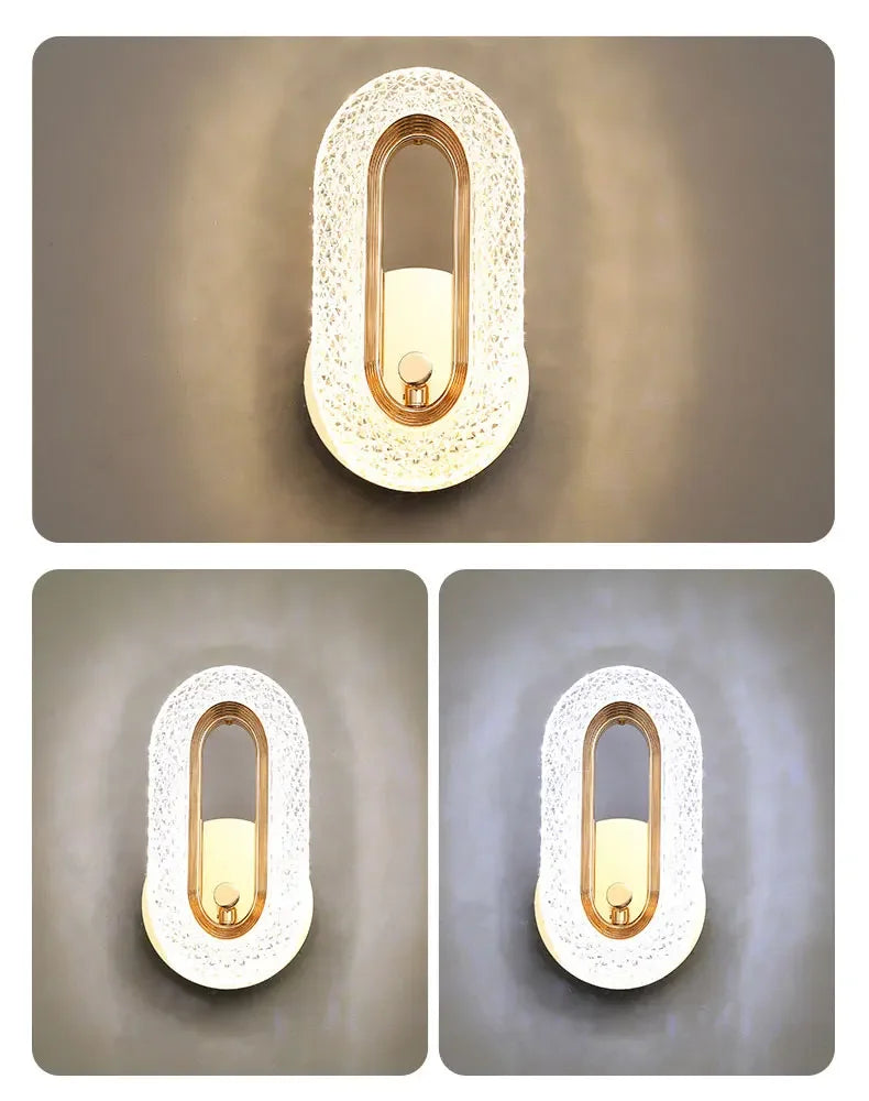 Luxury Bedroom Decoration Wall Lamp Acrylic Lampshade Rose Gold Metal Body Sconce Light LED Home Corridor Warm Atmosphere Lustre K's Collection Store