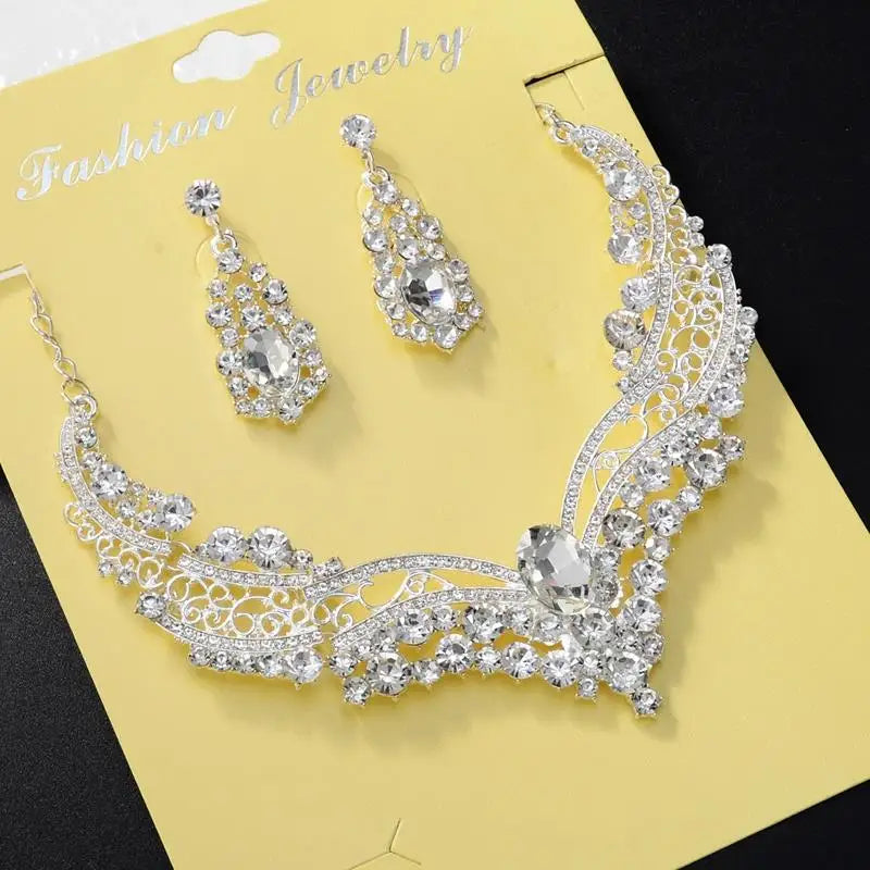 Luxurious Wedding Jewelry Sets for Bridal Bridesmaid Jewelery Drop Earring Necklace Austria Crystal Wholesale Gift K's Collection Store