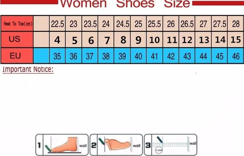 Jelly shoe size chart graphic with US and EU measurements